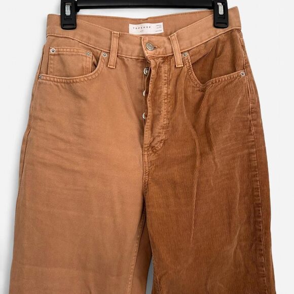 Topshop Color Block Cord Straight Jeans – Two-Tone Brown (28) - Picture 6 of 7